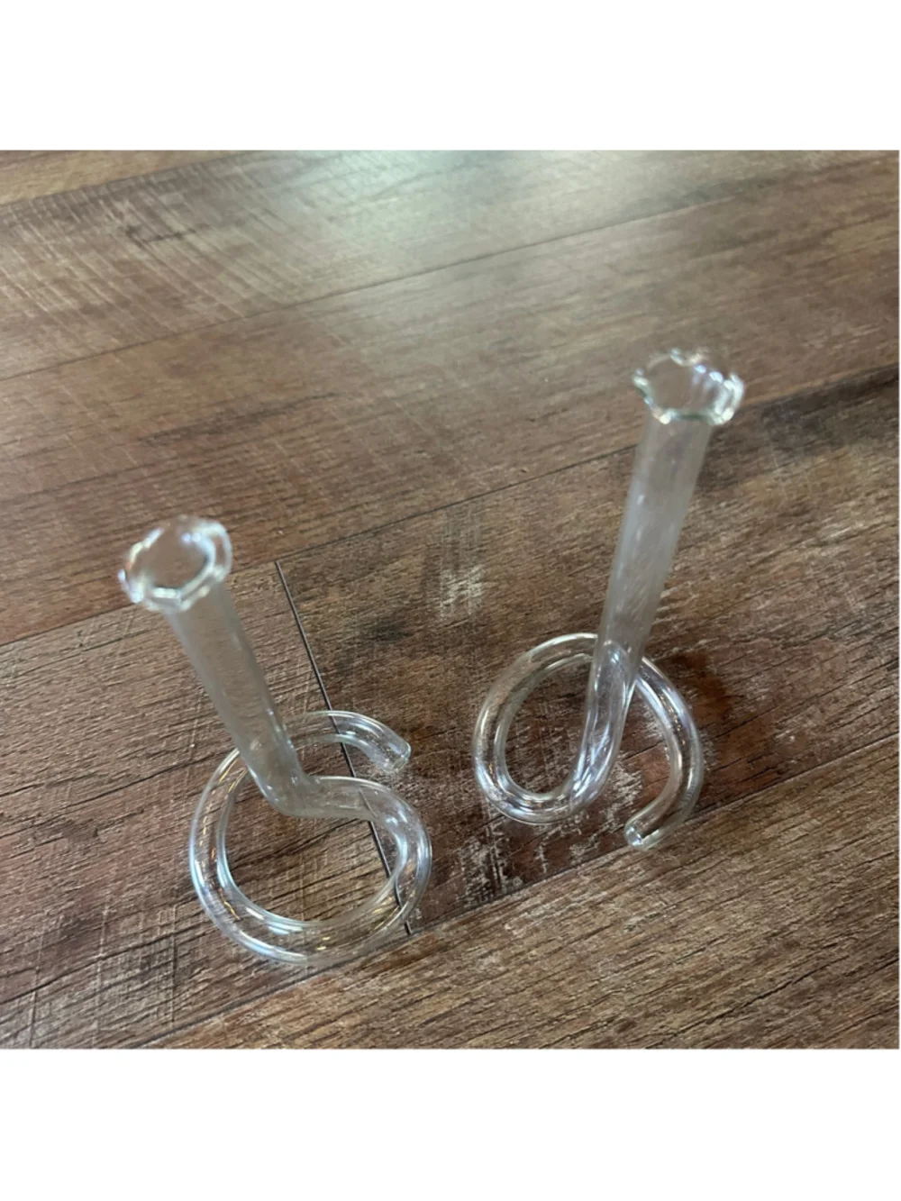 Vintage Glass Test Tube Bud Vases Set of 2 Spiral Loop Scientific Floral Decor